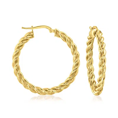 Ross-simons Italian 18kt Gold Over Sterling Medium Twisted Hoop Earrings