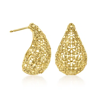 Ross-simons Italian 18kt Gold Over Sterling Milgrain Teardrop Earrings In Yellow