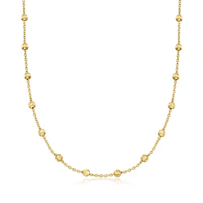 Ross-simons Italian 18kt Gold Over Sterling Moon-cut Bead Station Necklace