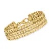 Ross-simons Italian 18kt Gold Over Sterling Multi-row Heart Bracelet In Multi