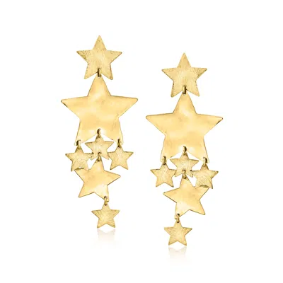 Ross-simons Italian 18kt Gold Over Sterling Multi-star Drop Earrings In Yellow