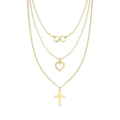 Ross-simons Italian 18kt Gold Over Sterling Multi-symbol Layered Necklace