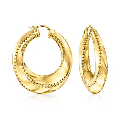 Ross-simons Italian 18kt Gold Over Sterling Oval Hoop Earrings In Yellow