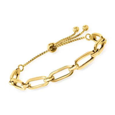 Ross-simons Italian 18kt Gold Over Sterling Paper Clip Link Bolo Bracelet