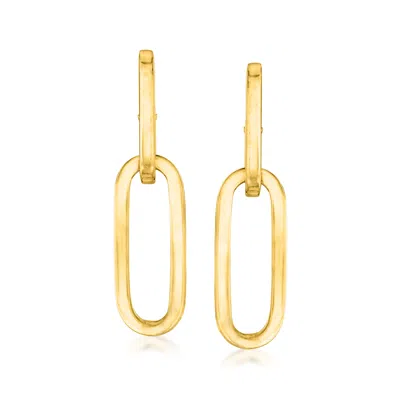 Ross-simons Italian 18kt Gold Over Sterling Paper Clip Link Hoop Drop Earrings In Yellow