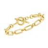 Ross-simons Italian 18kt Gold Over Sterling Paper Clip Link Toggle Bracelet