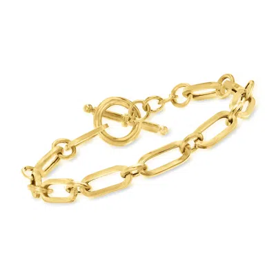Ross-simons Italian 18kt Gold Over Sterling Paper Clip Link Toggle Bracelet In Multi