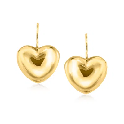 Ross-simons Italian 18kt Gold Over Sterling Puffed Heart Drop Earrings
