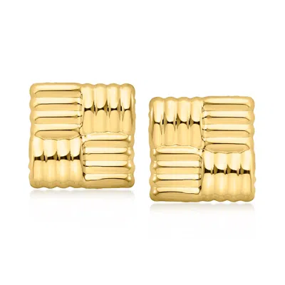 Ross-simons Italian 18kt Gold Over Sterling Quilted-pattern Earrings