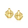 Ross-simons Italian 18kt Gold Over Sterling Ribbed Earrings In Gold