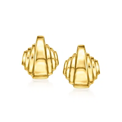 Ross-simons Italian 18kt Gold Over Sterling Ribbed Earrings