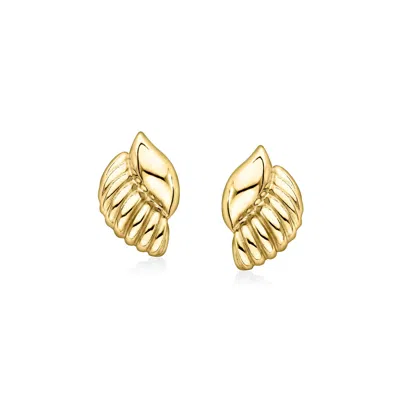 Ross-simons Italian 18kt Gold Over Sterling Ribbed Seashell Earrings In Multi