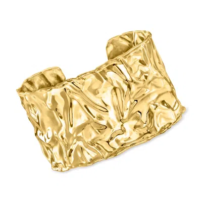Ross-simons Italian 18kt Gold Over Sterling Rippled Cuff Bracelet In Multi