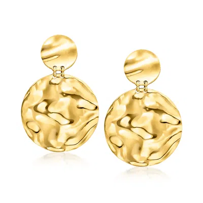 Ross-simons Italian 18kt Gold Over Sterling Satin And Polished Disc Drop Earrings