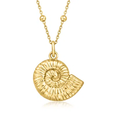Ross-simons Italian 18kt Gold Over Sterling Seashell Pendant Necklace In Multi