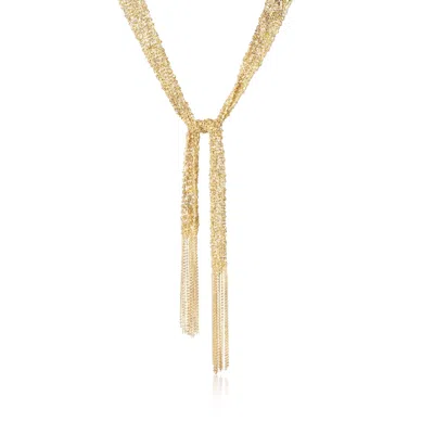 Ross-simons Italian 18kt Gold Over Sterling Silver Mesh Tie Necklace