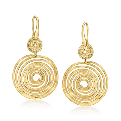 Ross-simons Italian 18kt Gold Over Sterling Spiral Drop Earrings In Yellow