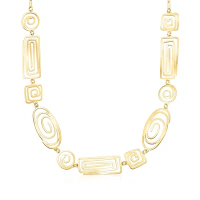 Ross-simons Italian 18kt Gold Over Sterling Spiral Openwork Necklace In Multi