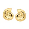 Ross-simons Italian 18kt Gold Over Sterling Spiral Seashell Earrings In Yellow
