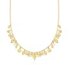 Ross-simons Italian 18kt Gold Over Sterling Spring-inspired Charm Necklace With 3.5-4mm Cultured Pearls