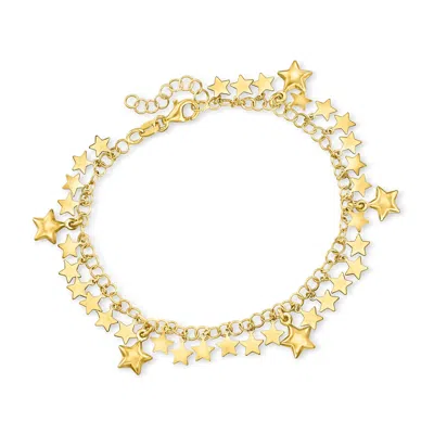 Ross-simons Italian 18kt Gold Over Sterling Star Drop Bracelet In Brown