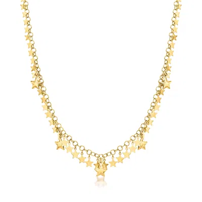 Ross-simons Italian 18kt Gold Over Sterling Star Drop Necklace In Multi