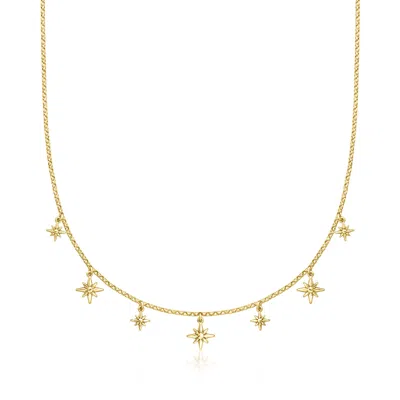 Ross-simons Italian 18kt Gold Over Sterling Star Station Necklace