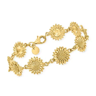 Ross-simons Italian 18kt Gold Over Sterling Sunflower Bracelet In Multi