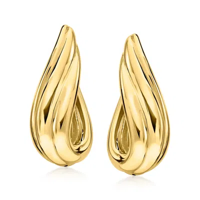 Ross-simons Italian 18kt Gold Over Sterling Swirled Drop Earrings In Yellow