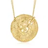 Ross-simons Italian 18kt Gold Over Sterling Textured And Polished Ancient Arabic-inspired Coin Toggle Necklace In Multi