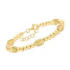 Ross-simons Italian 18kt Gold Over Sterling Textured And Polished Bead Bracelet