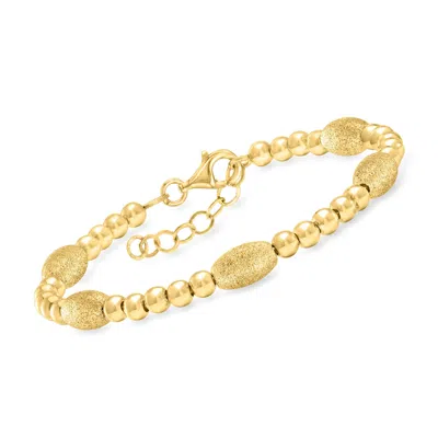 Ross-simons Italian 18kt Gold Over Sterling Textured And Polished Bead Bracelet In Multi