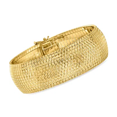 Ross-simons Italian 18kt Gold Over Sterling Textured And Polished Omega Bracelet In Multi