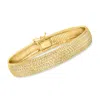 Ross-simons Italian 18kt Gold Over Sterling Textured And Polished Omega Bracelet In Multi