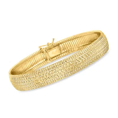 Ross-simons Italian 18kt Gold Over Sterling Textured And Polished Omega Bracelet In Multi