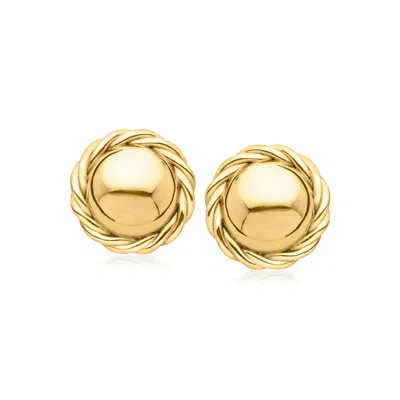 Ross-simons Italian 18kt Gold Over Sterling Twisted Button Earrings In Yellow