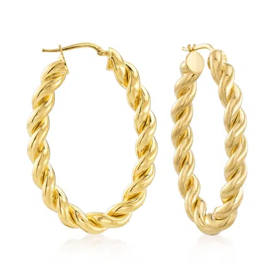 Ross-simons Italian 18kt Gold Over Sterling Twisted Hoop Earrings In Yellow