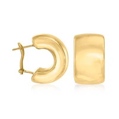 Ross-simons Italian 18kt Gold Over Sterling Wide C-hoop Earrings In Yellow