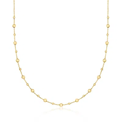Ross-simons Italian 18kt Yellow Gold Bead Station Necklace In Multi
