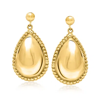 Ross-simons Italian 18kt Yellow Gold Beaded-edge Teardrop Earrings