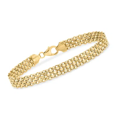 Ross-simons Italian 18kt Yellow Gold Bismark-link Bracelet In White