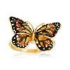 Ross-simons Italian 18kt Yellow Gold Butterfly Ring With Enamel In Yellow