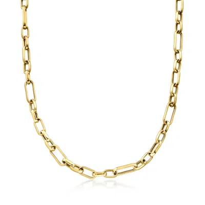 Ross-simons Italian 18kt Yellow Gold Cable And Paper Clip Link Necklace In Multi