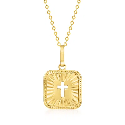 Ross-simons Italian 18kt Yellow Gold Cross Tag Pendant Necklace In Multi