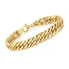 Ross-simons Italian 18kt Yellow Gold Cuban Link Bracelet In Multi