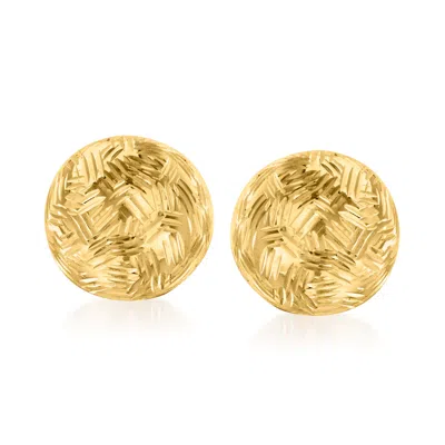 Ross-simons Italian 18kt Yellow Gold Diamond-cut Dome Stud Earrings