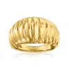 Ross-simons Italian 18kt Yellow Gold Electroform Ribbed Dome Ring In Yellow