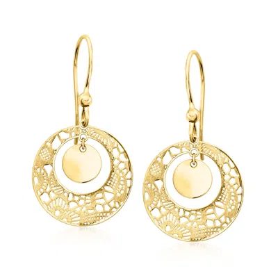 Ross-simons Italian 18kt Yellow Gold Filigree Circle Drop Earrings