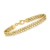 Ross-simons Italian 18kt Yellow Gold Flat-link Chain Bracelet In Multi