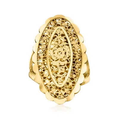 Ross-simons Italian 18kt Yellow Gold Floral Openwork Oval Ring